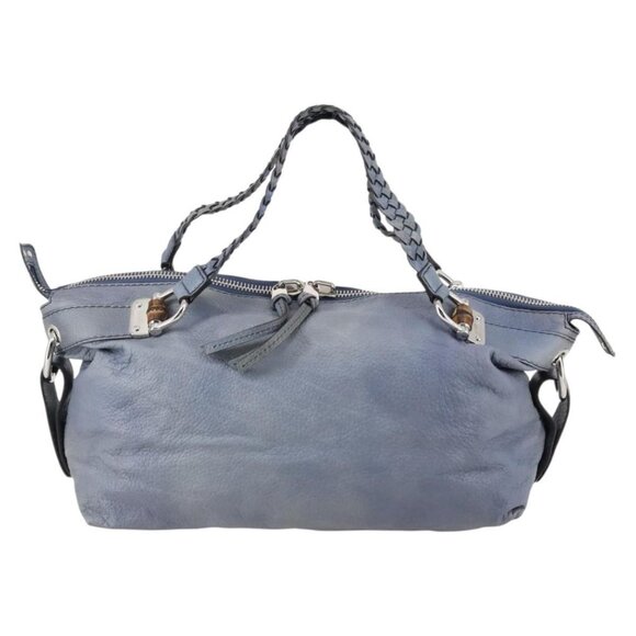 GUCCI Bamboo Tote Bag Leather Blue Auth - Picture 6 of 16